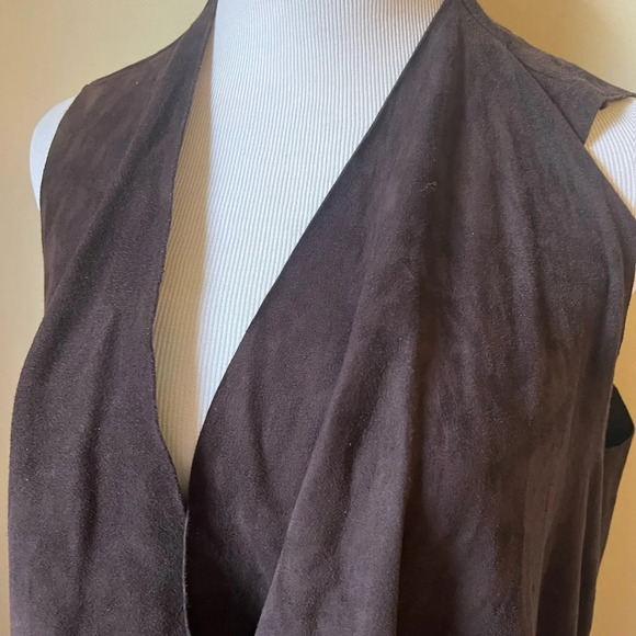 Eileen Fisher Chocolate Goat Leather Suede Vest, size medium - Picture 2 of 6